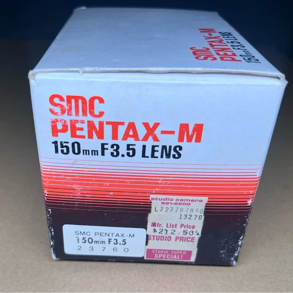Vintage SMC Pentax-M 150mm f/3.5 Lens w/ Case and Box Excellent Condition